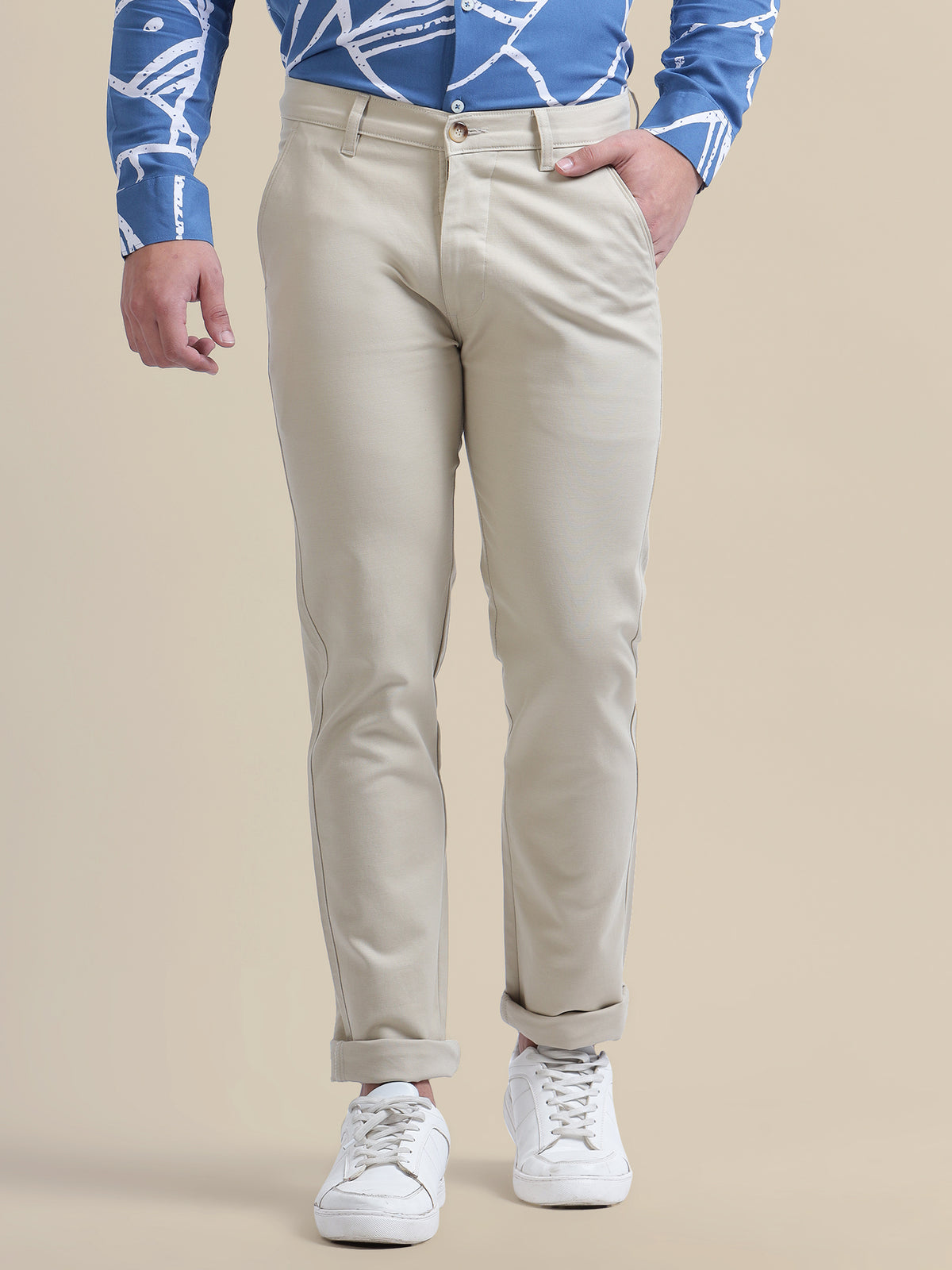 Beige-coloured Smart Fit Trousers