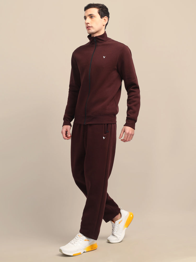 Amswan Men'S Brown Cord Set: Full Zipper Sweatshirt & Sweatpants For Ultimate Comfort And Style