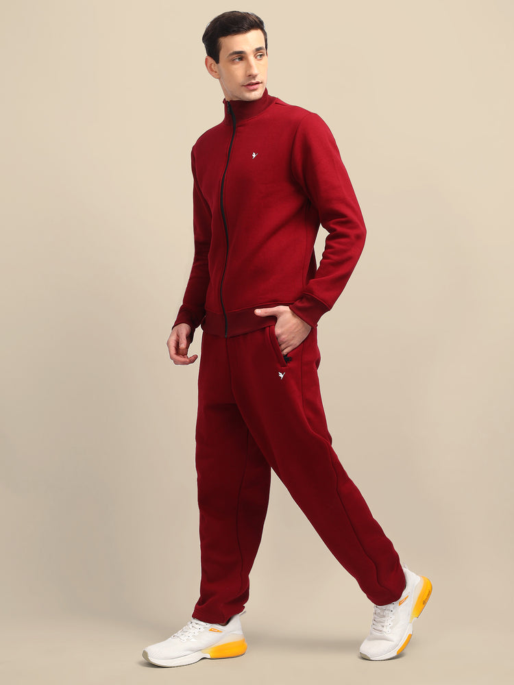 Amswan Men'S Maroon Cord Set: Full Zipper Sweatshirt & Sweatpants For Ultimate Comfort And Style