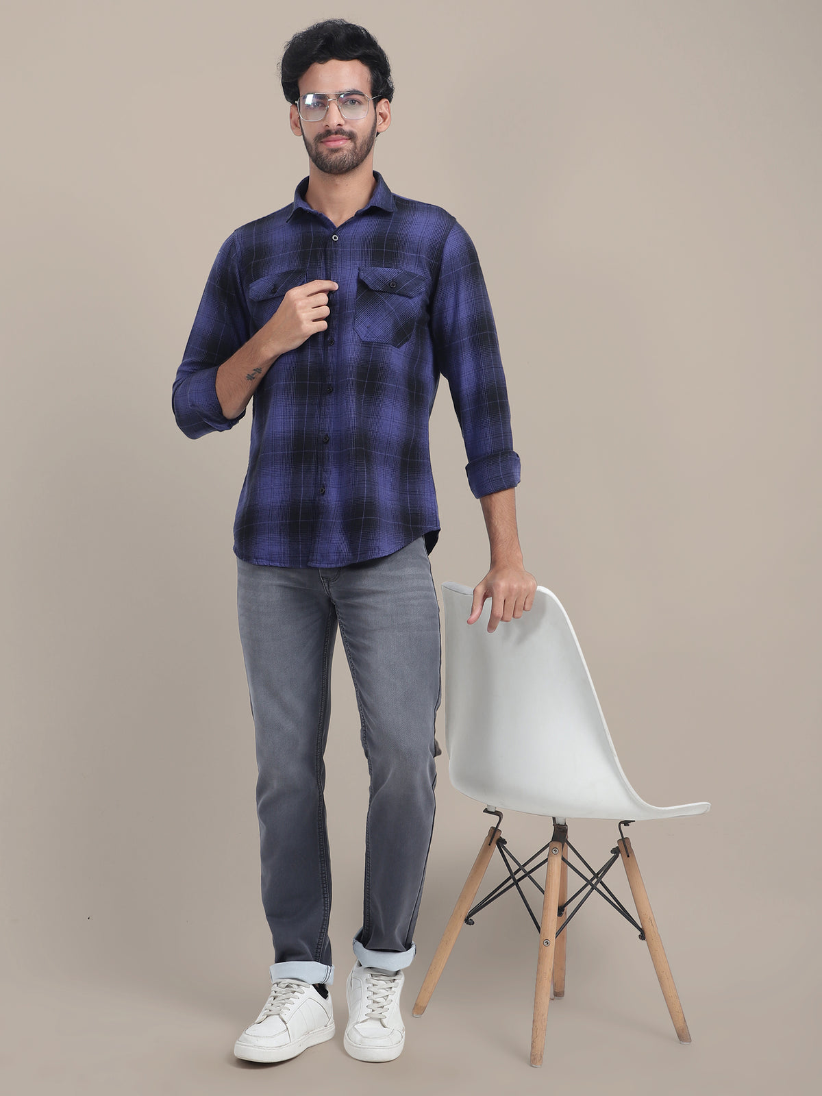 Premium Cotton Flannel Shirt With Plaid Pattern