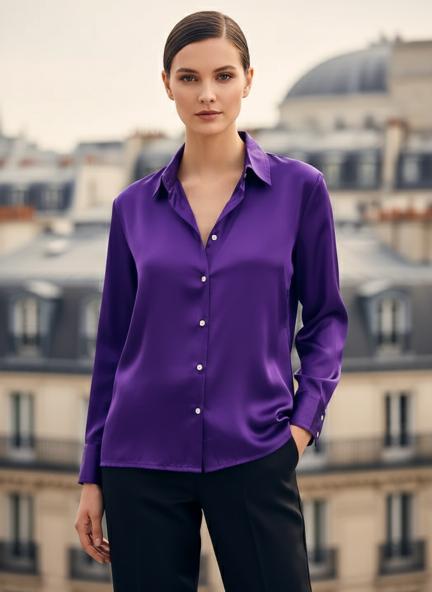 Modal Satin Shirt for Women Purple – AM SWAN Modal Satin Shirt for Women Purple – AM SWAN