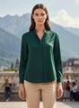 Summer Satin Emerald Green Mandarin Collar Shirt
