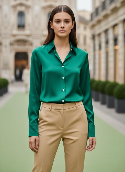 Emerald Green Regular Fit Summer Satin Shirt
