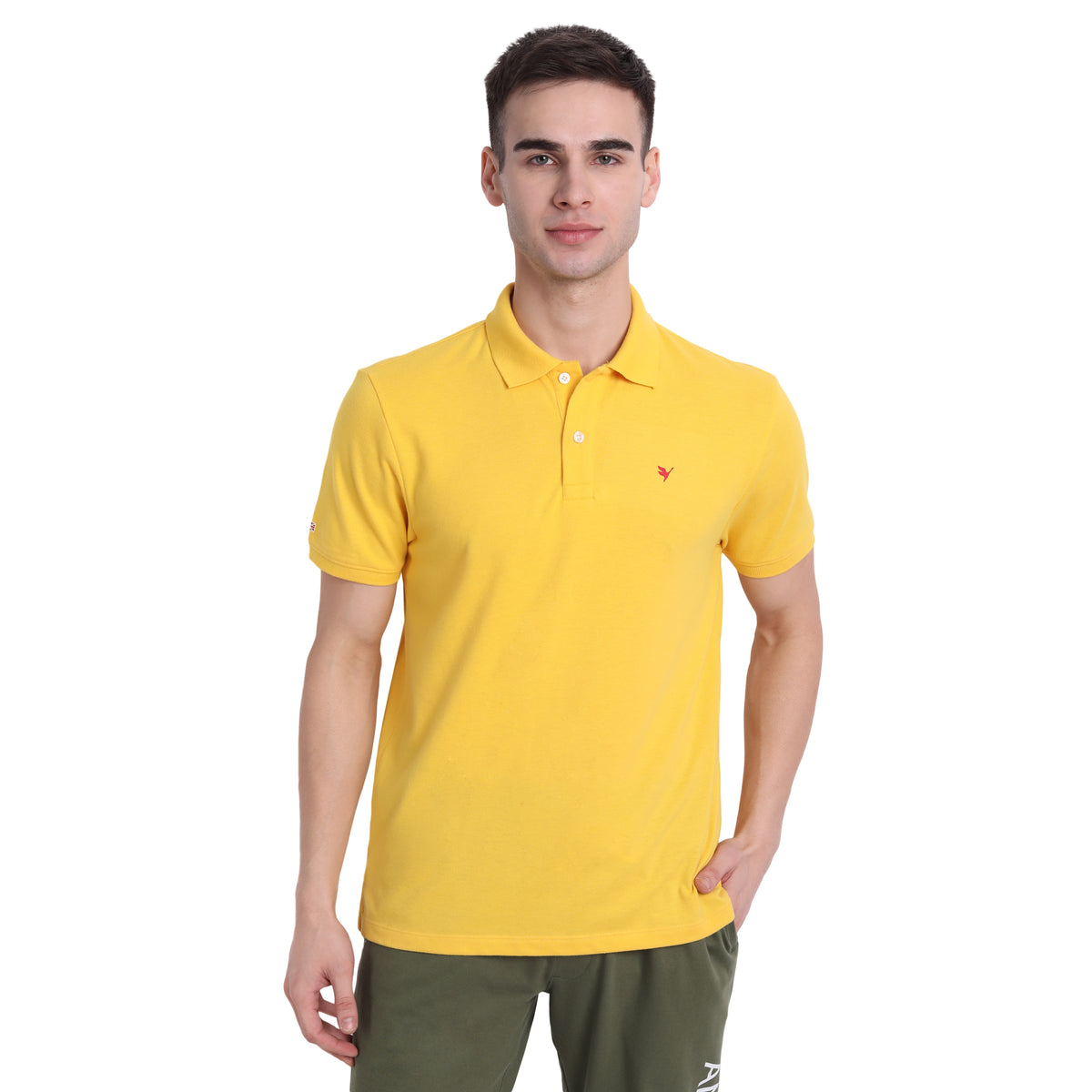 Men's Collar T-Shirt with Half Sleeves in Cotton-Rich Fabric