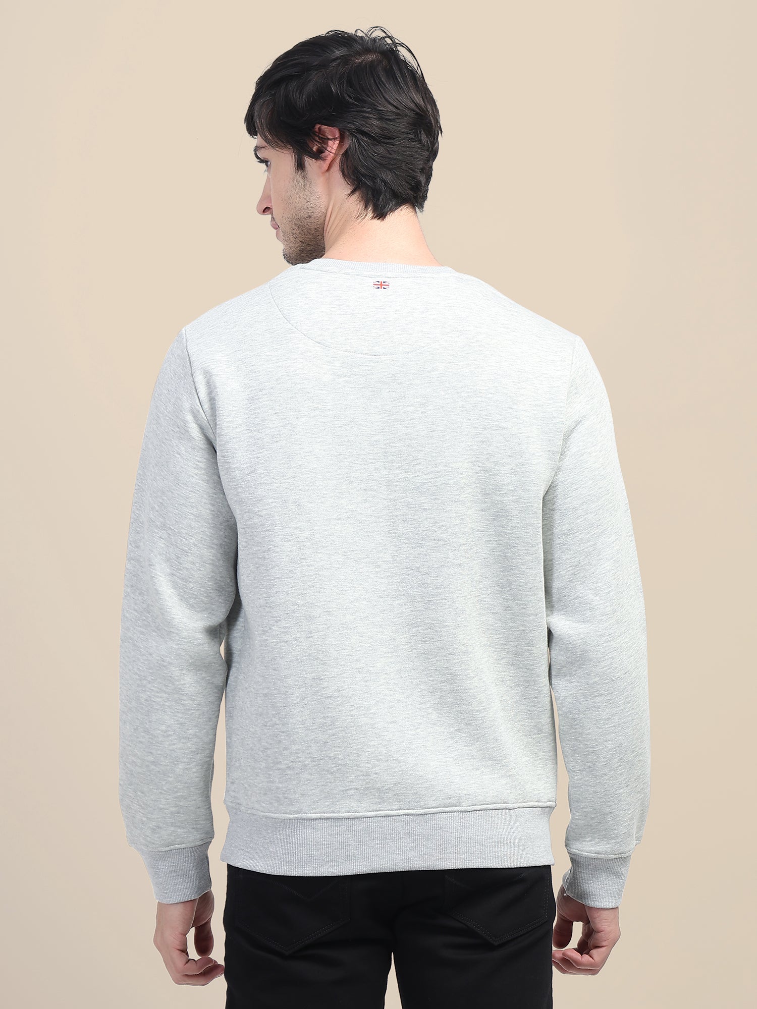 AMSWAN MEN'S GREY SOLID COMFORT: PREMIUM COTTON SWEATSHIRT FOR TIMELESS STYLE AND COZY ELEGANCE