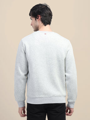 AMSWAN MEN'S GREY SOLID COMFORT: PREMIUM COTTON SWEATSHIRT FOR TIMELESS STYLE AND COZY ELEGANCE