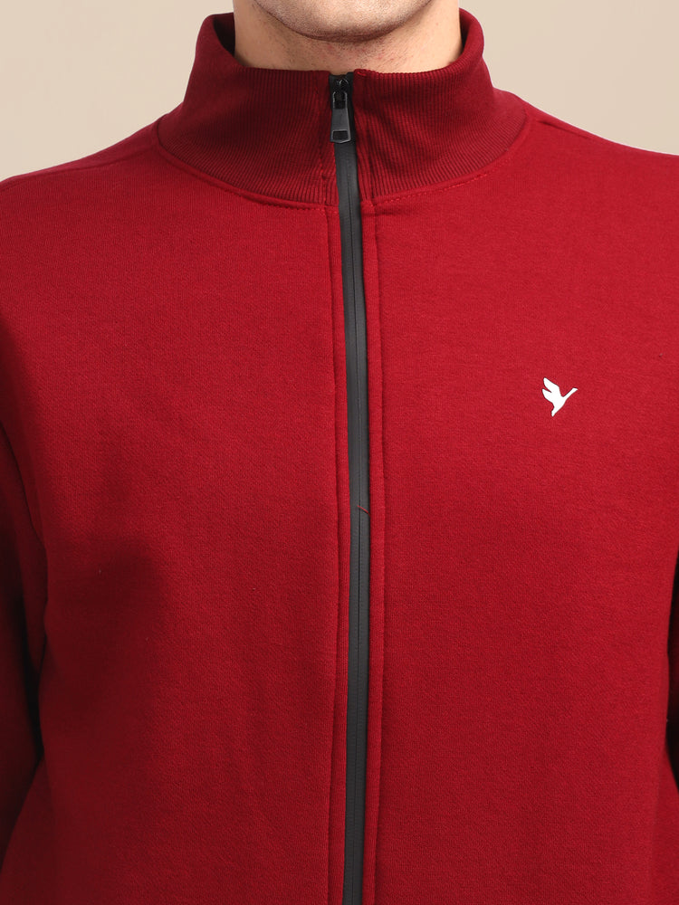 Amswan Men'S Maroon Cord Set: Full Zipper Sweatshirt & Sweatpants For Ultimate Comfort And Style