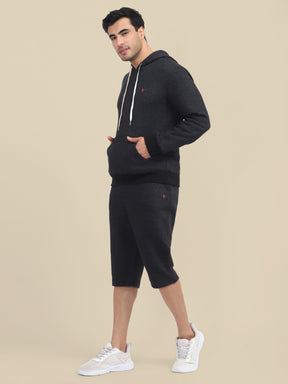 MEN'S BLACK HOODIE WITH SHORTS CORD SET