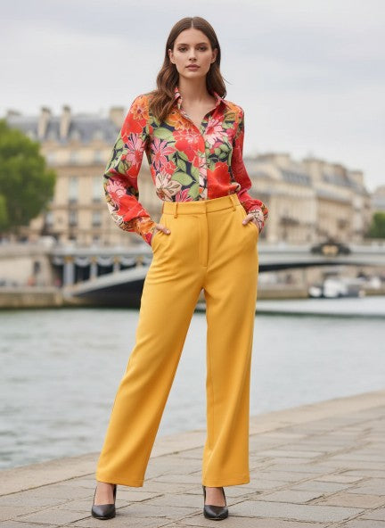 Banana Crepe Mango Straight Fit With Flap Pocket Trouser