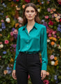 Deep Teal Regular Fit Summer Satin Shirt