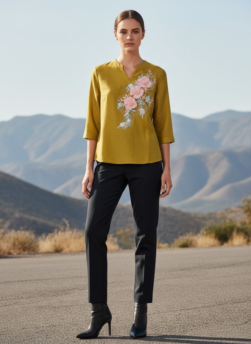 Floral Embroidered Women’s Casual Top