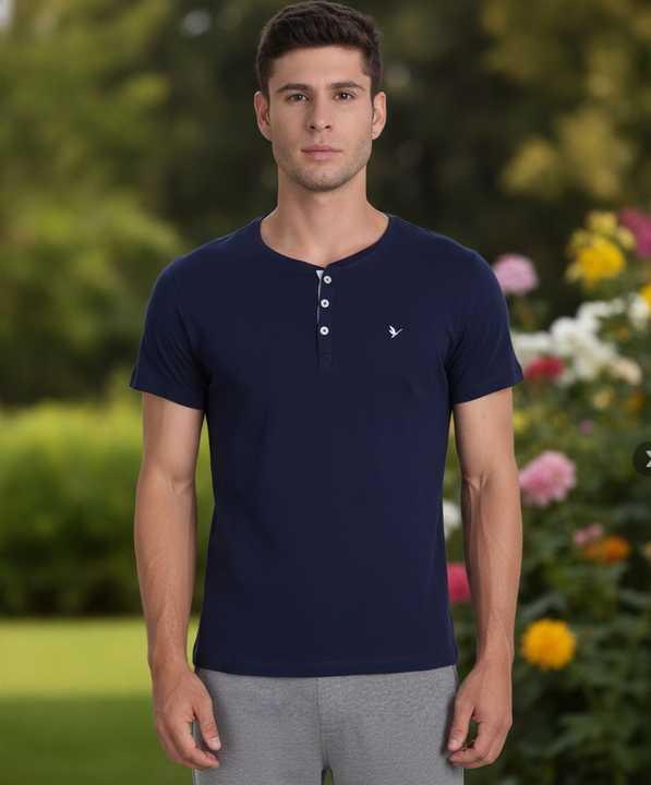 Mens Premium Cotton Half Sleeve Henley T-Shirts