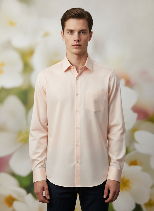 Premium Cotton Satin Peach Shirt