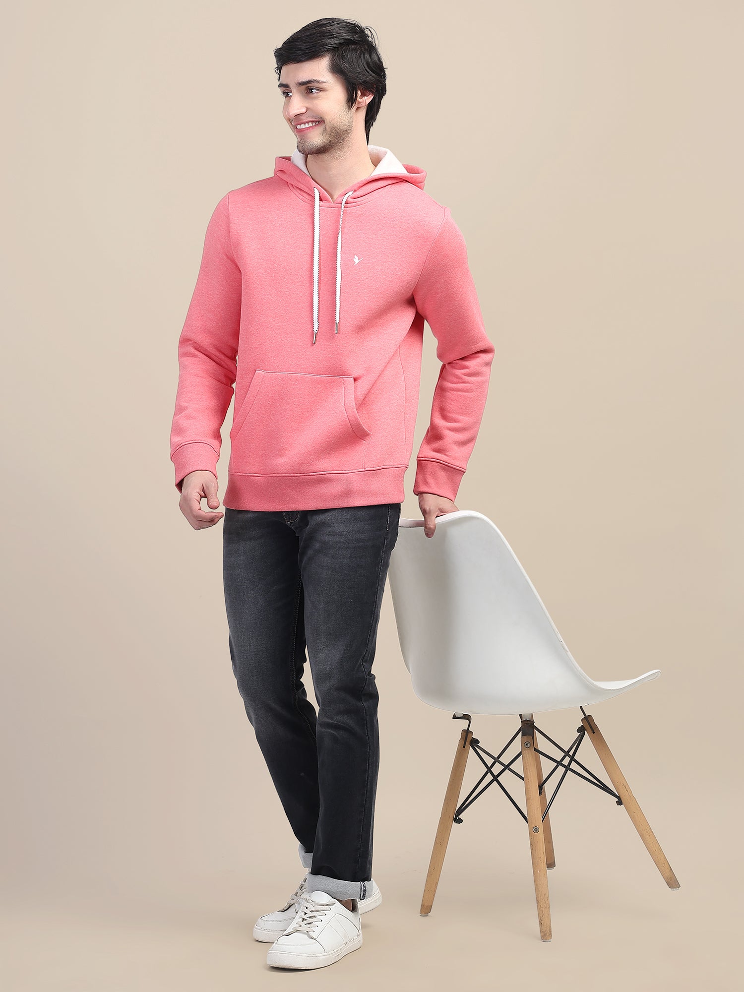 AMSWAN MEN'S PINK STYLISH AND COMFORT FIT HOODIE