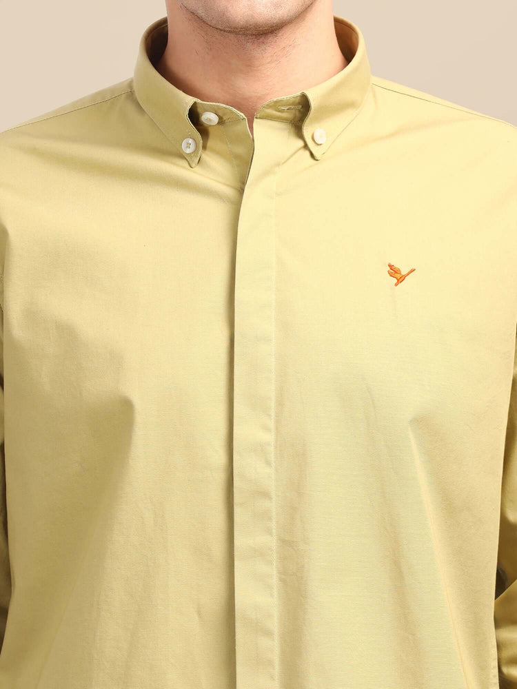Pale Yellow Shirt With Premium Cotton Lycra