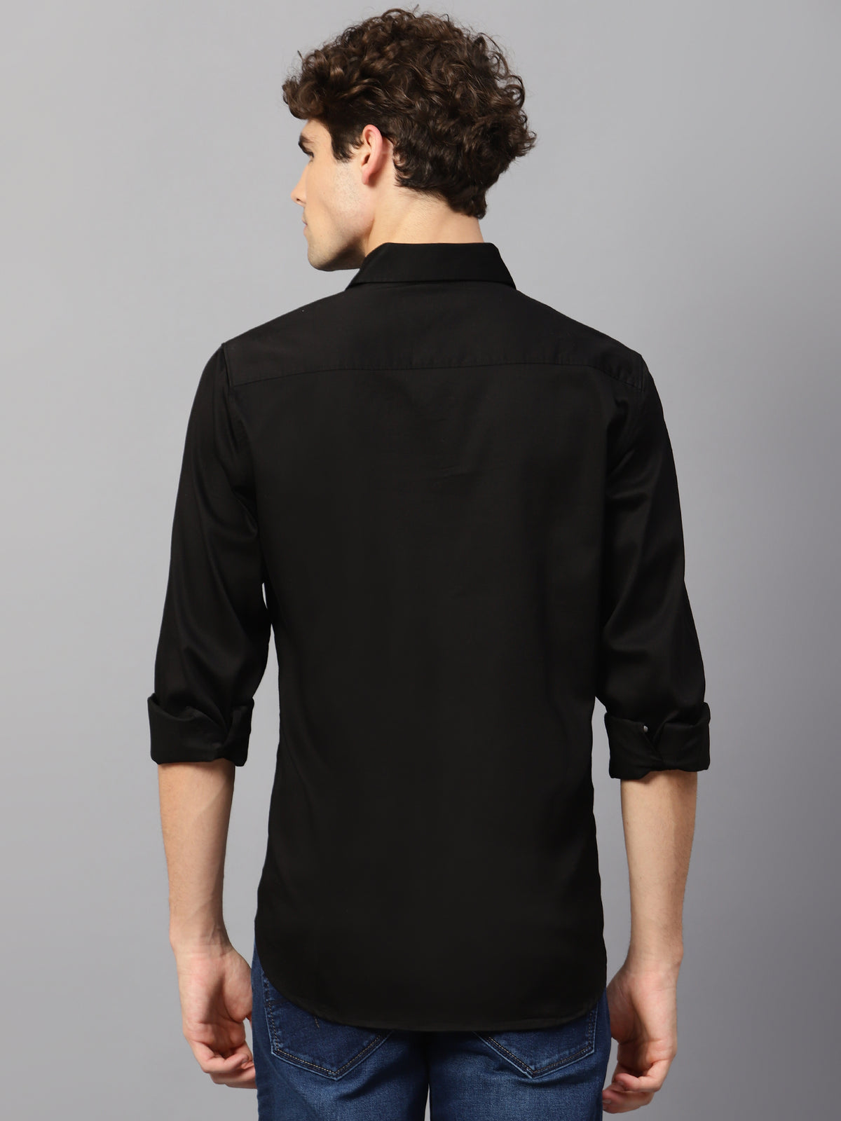 Premium Cotton Lycra Satin Black Shirt