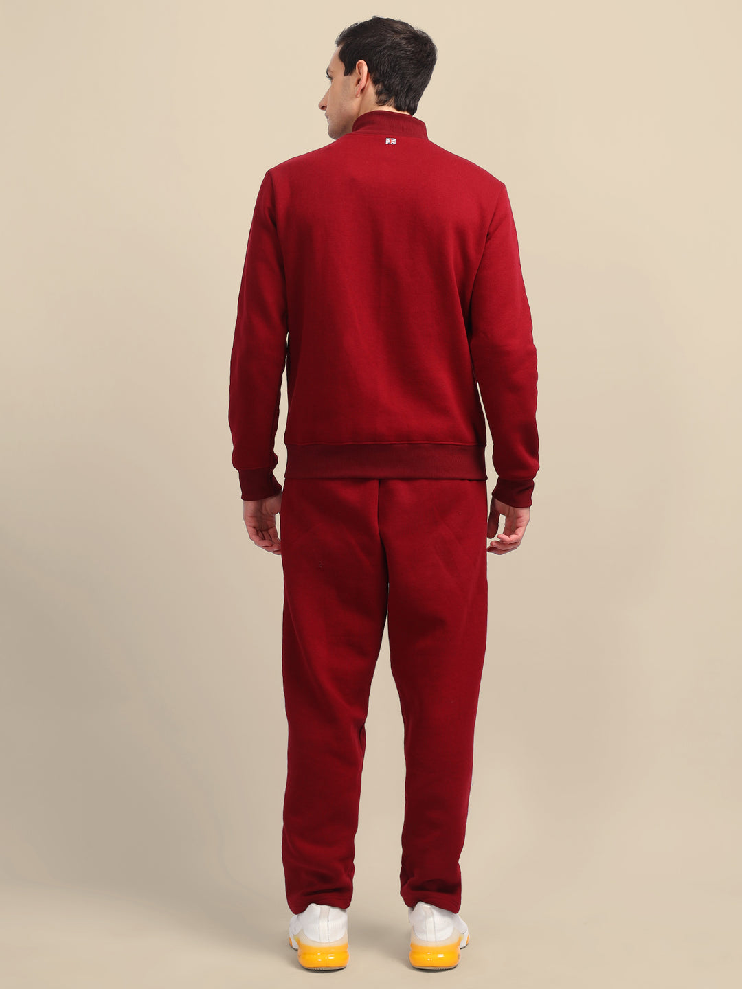 Amswan Men'S Maroon Cord Set: Full Zipper Sweatshirt & Sweatpants For Ultimate Comfort And Style