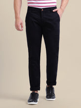 Black Casual Trousers Solid Cotton Lycra, Smart Fit