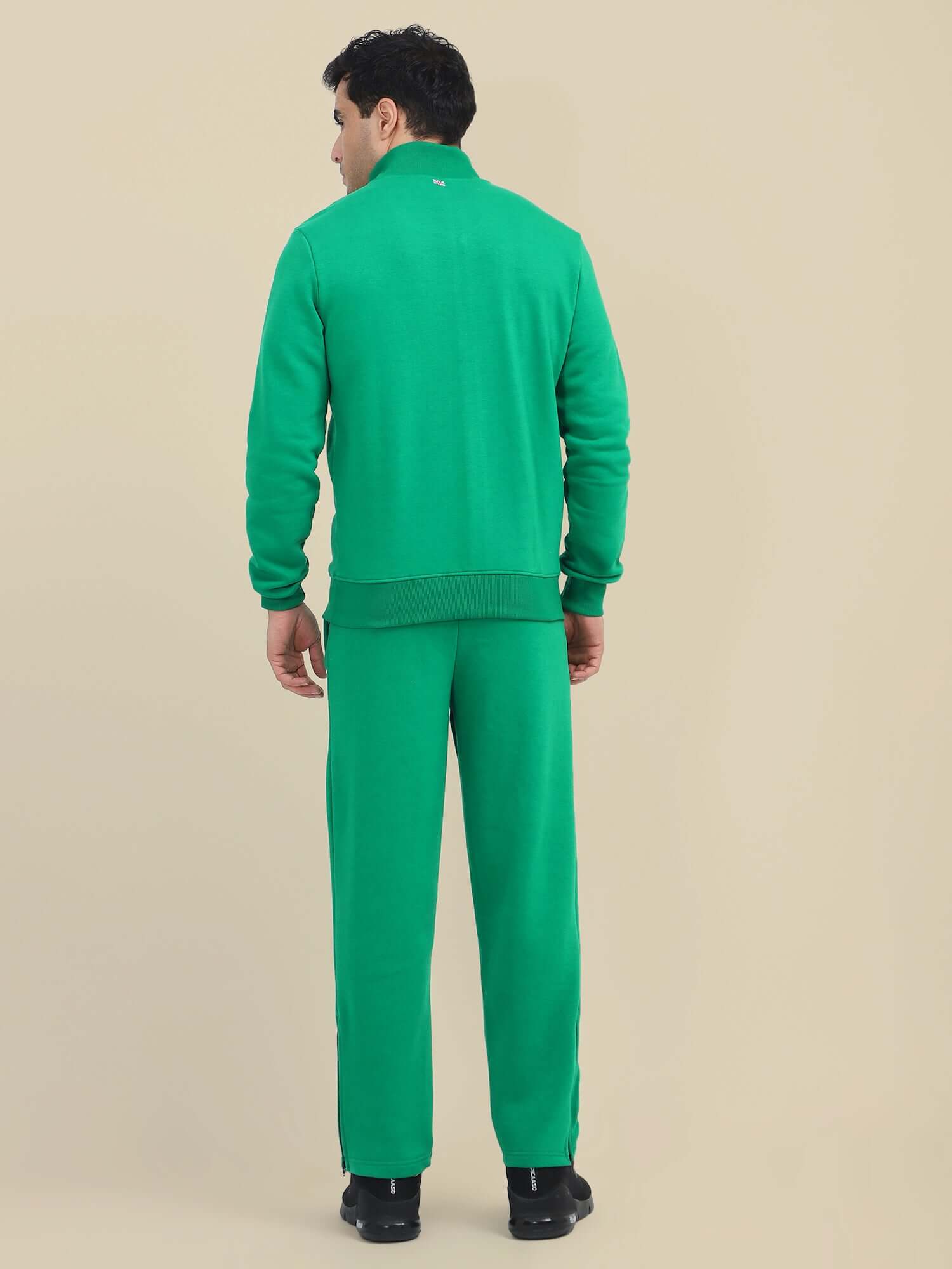 Amswan Men'S Green Cord Set: Half Zipper Sweatshirt & Sweatpants For Ultimate Comfort And Style