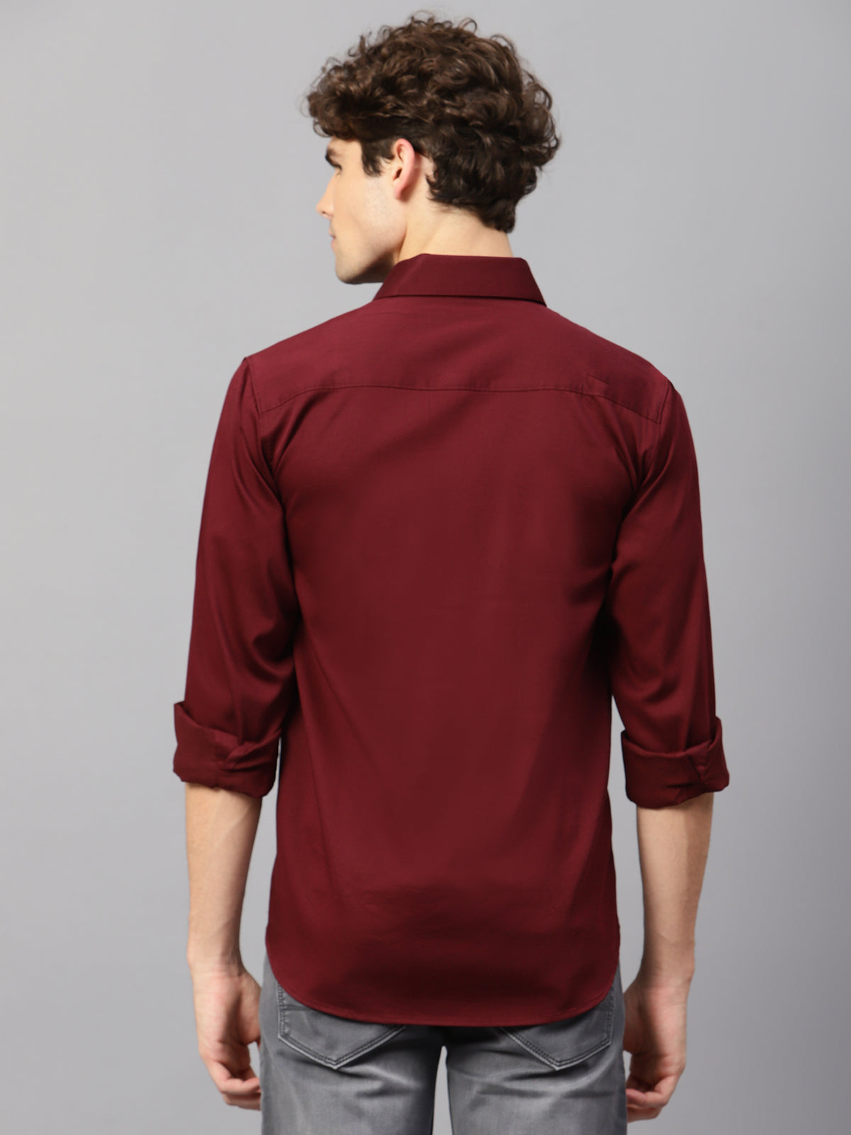Premium Cotton Lycra Satin Maroon Shirt
