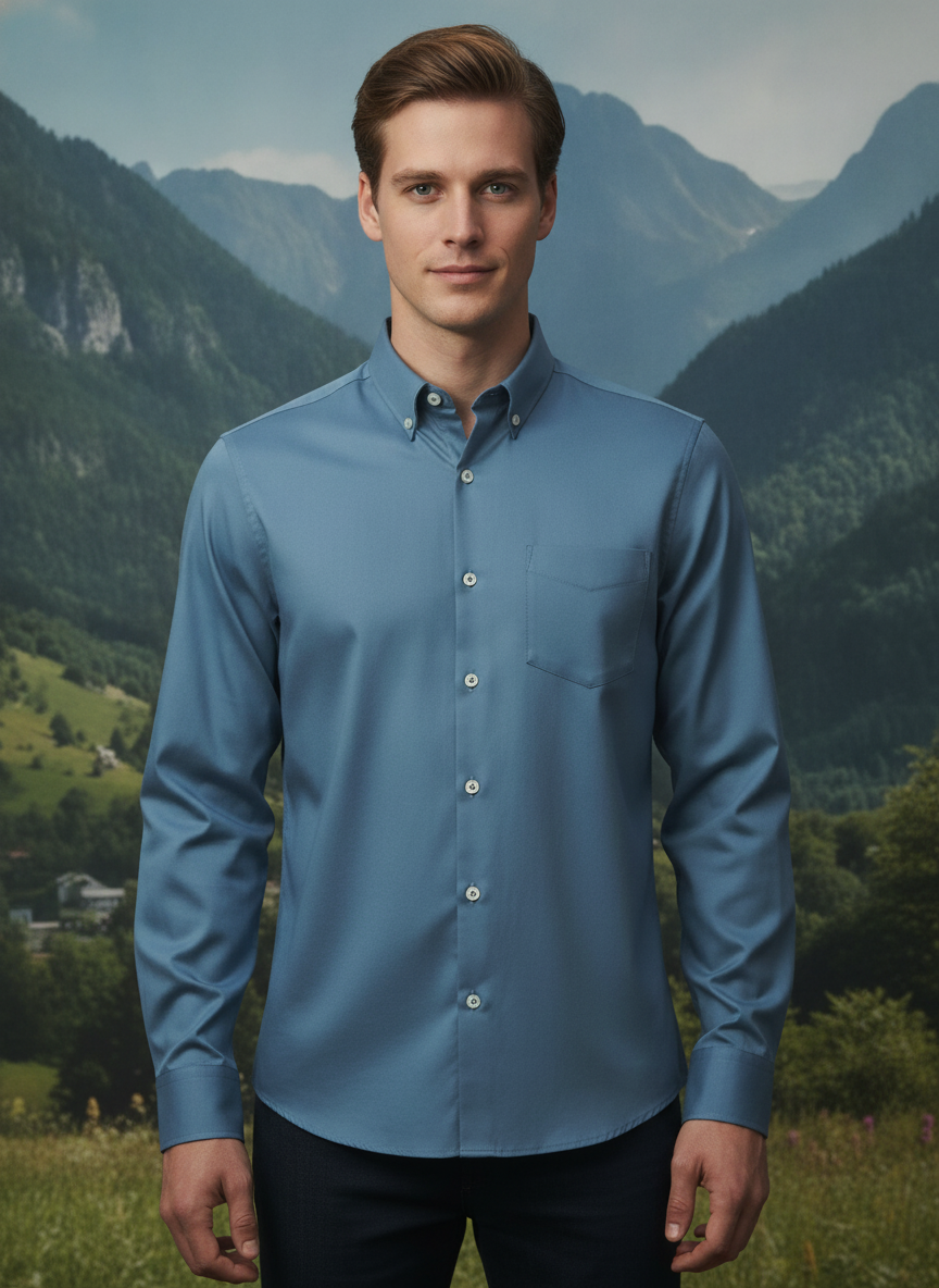 Premium Cotton Satin Marble Blue Shirt