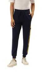 Men's Cotton Rich Lycra with Contrast Pannel Printed Track Pants