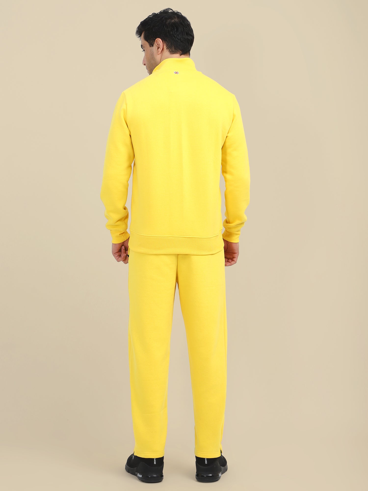 AMSWAN MEN'S YELLOW CORD SET: HALF ZIPPER SWEATSHIRT & SWEATPANTS FOR ULTIMATE COMFORT AND STYLE