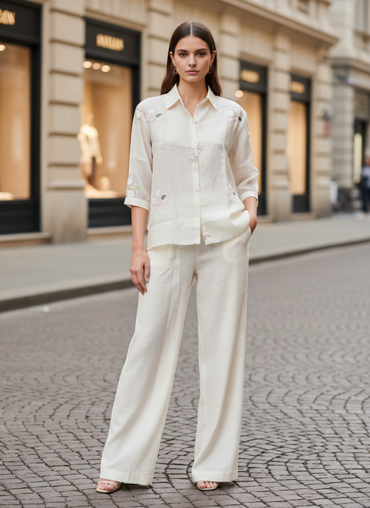 Elegant Off-White Linen Co-Ord Set for Women