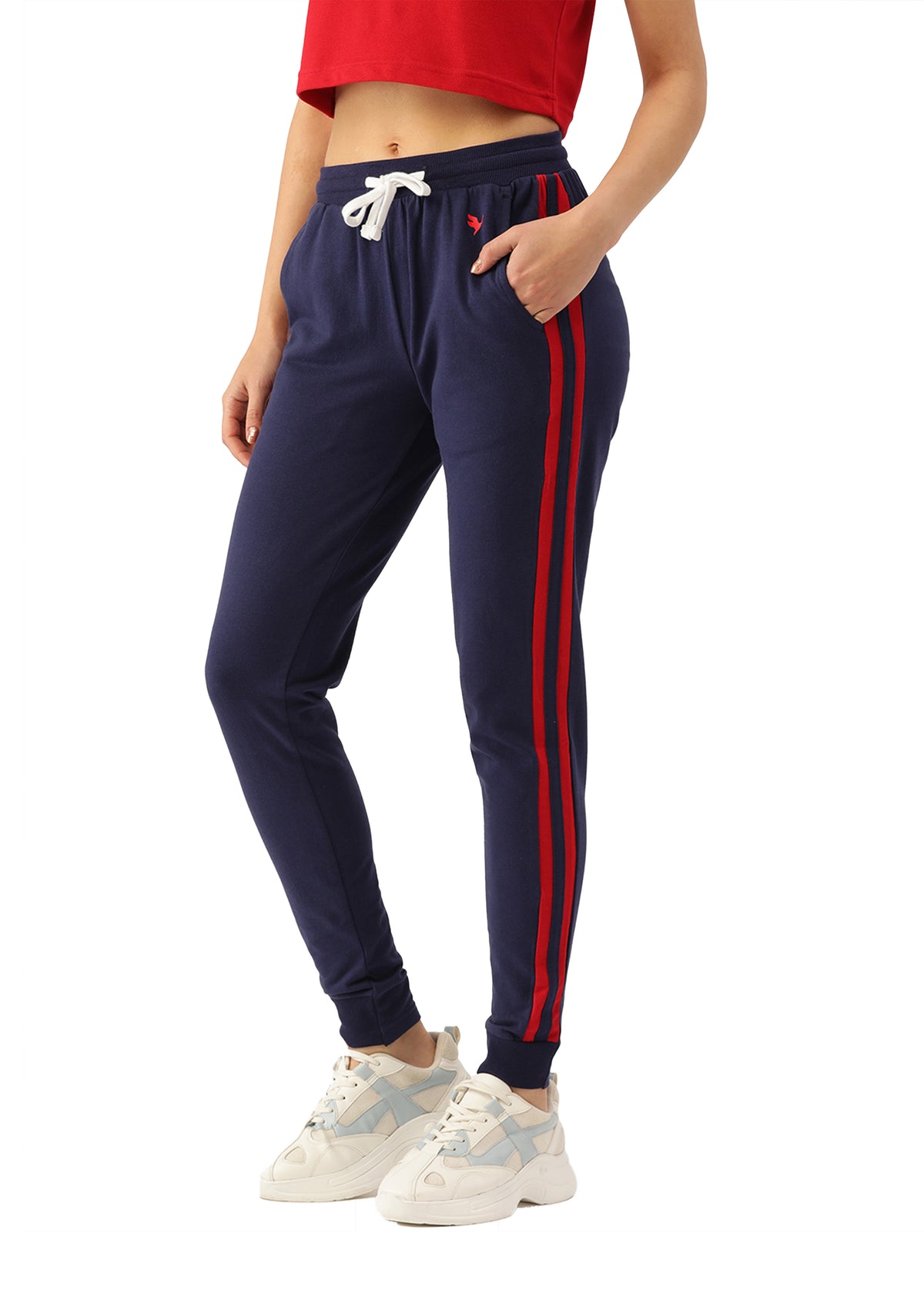 WOMENS COTTON LYCRA SMART FIT SOLID TRACK PANTS