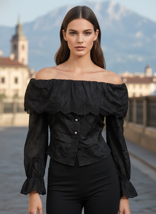Women’s Black Off Shoulder Lace Top