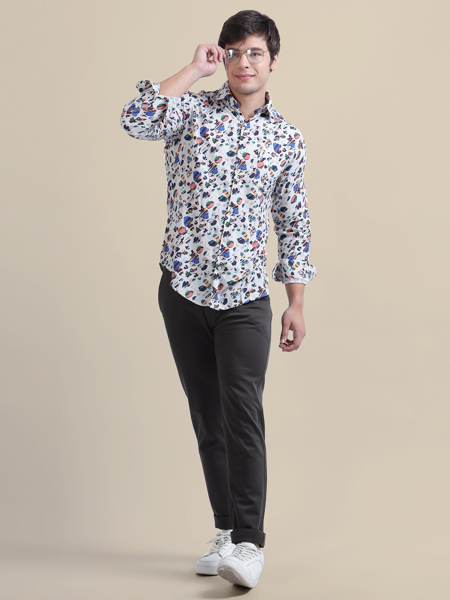 Black Casual Trousers Solid Cotton Lycra Smart Fit