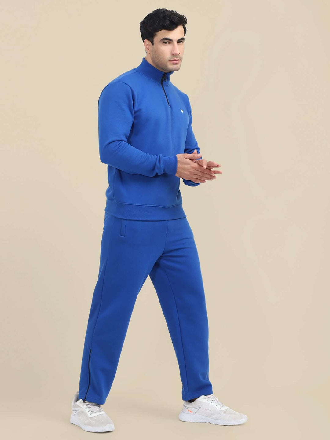 Amswan Men'S Blue Cord Set: Half Zipper Sweatshirt & Sweatpants For Ultimate Comfort And Style