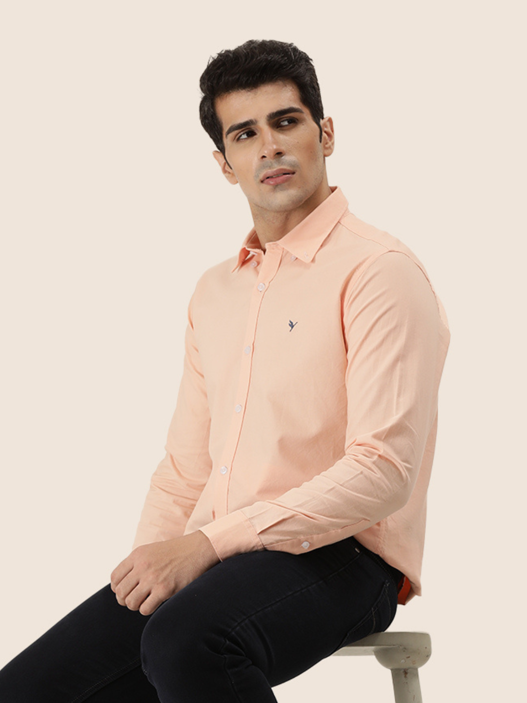 MEN'S PREMIUM COTTON OXFORD SOLID SHIRT| PEACH