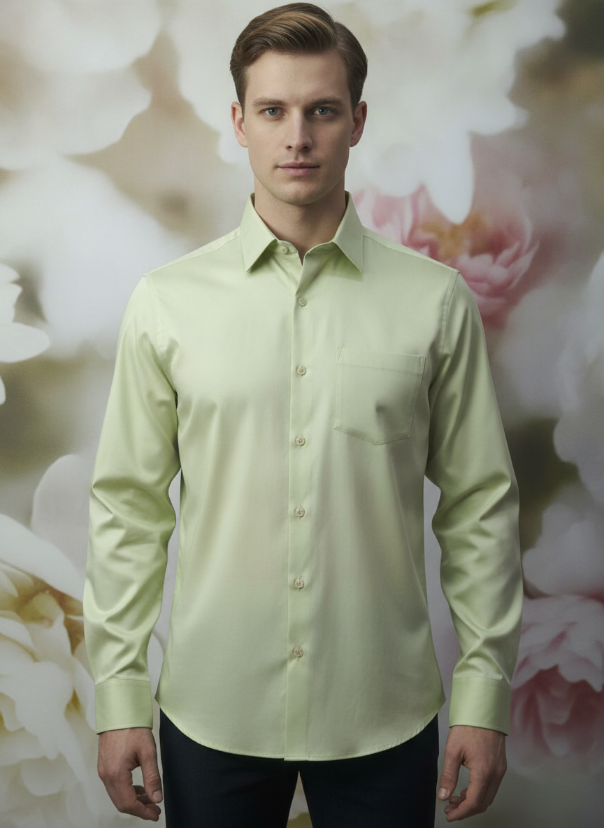 Premium Cotton Satin Pistachio Green Shirt