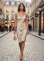Women’s Luxury European Satin Rose Sand Dress