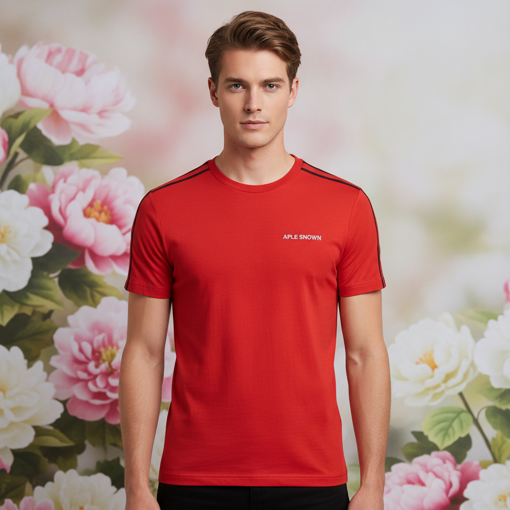 Mens Premium Cotton Lycra Printed Half  Sleeve Crew Neck T-Shirts