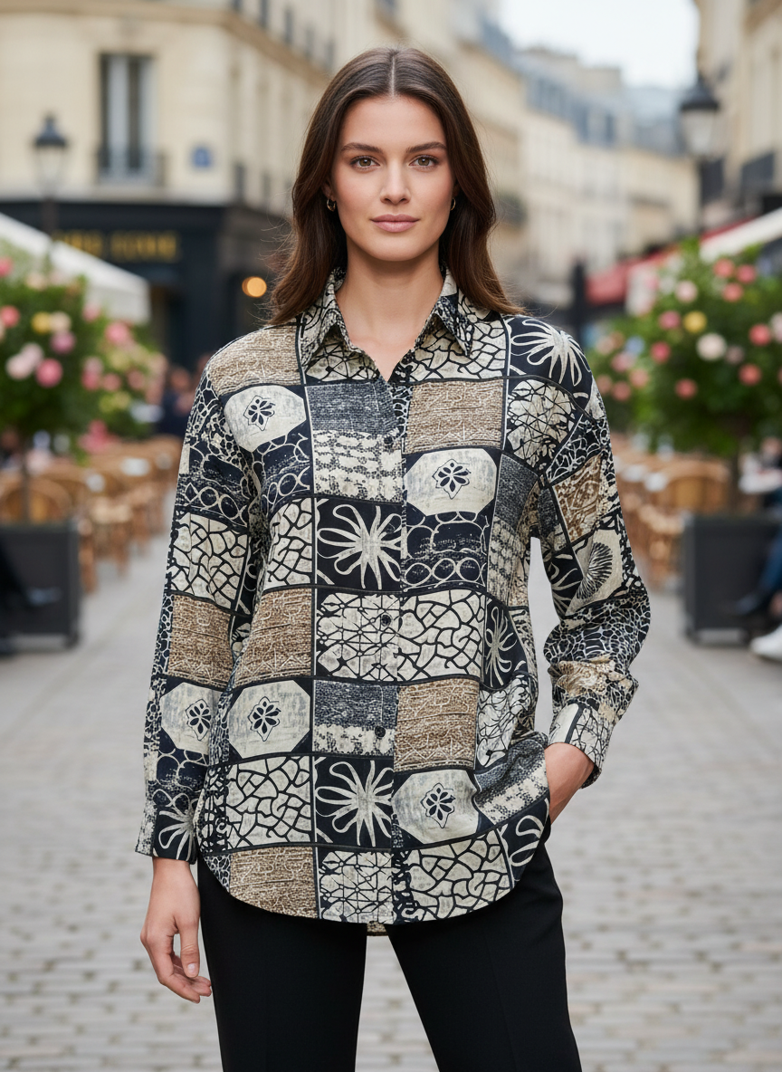 Patchwork Printed Women Shirt