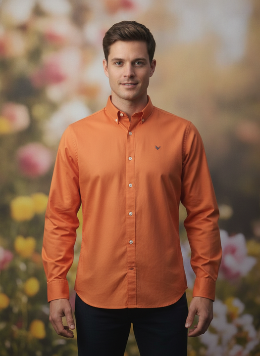 Orange Shirt With Premium Cotton Lycra