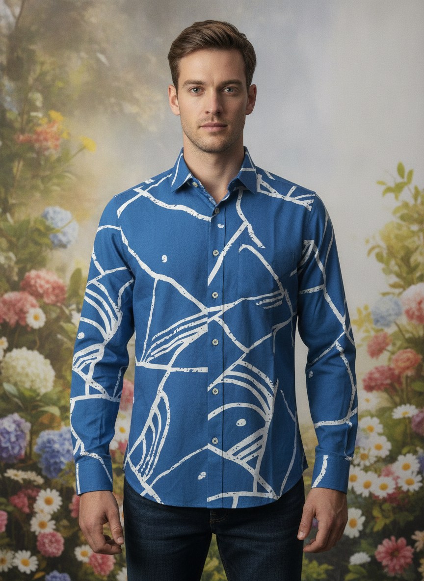 Abstract Printed Premium Shirt For Men'S In Rayon Fabric