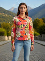 Satin Multicolour Regular Length Straight Hem Digital Print Shirt