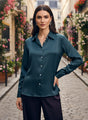 Modal Satin Shirt for Women  Deep Teal