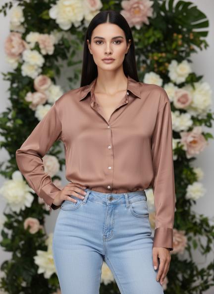 Brown Sugar Regular Fit Summer Satin Shirt
