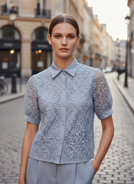 Luxury Lace Premium Textured Shirt For Womens