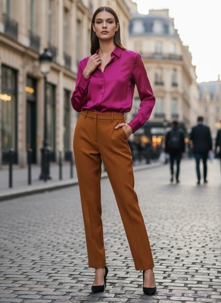 Banana Crepe Sepia C Pant