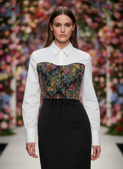 Premium Floral Corset Style Shirt Dress for Women