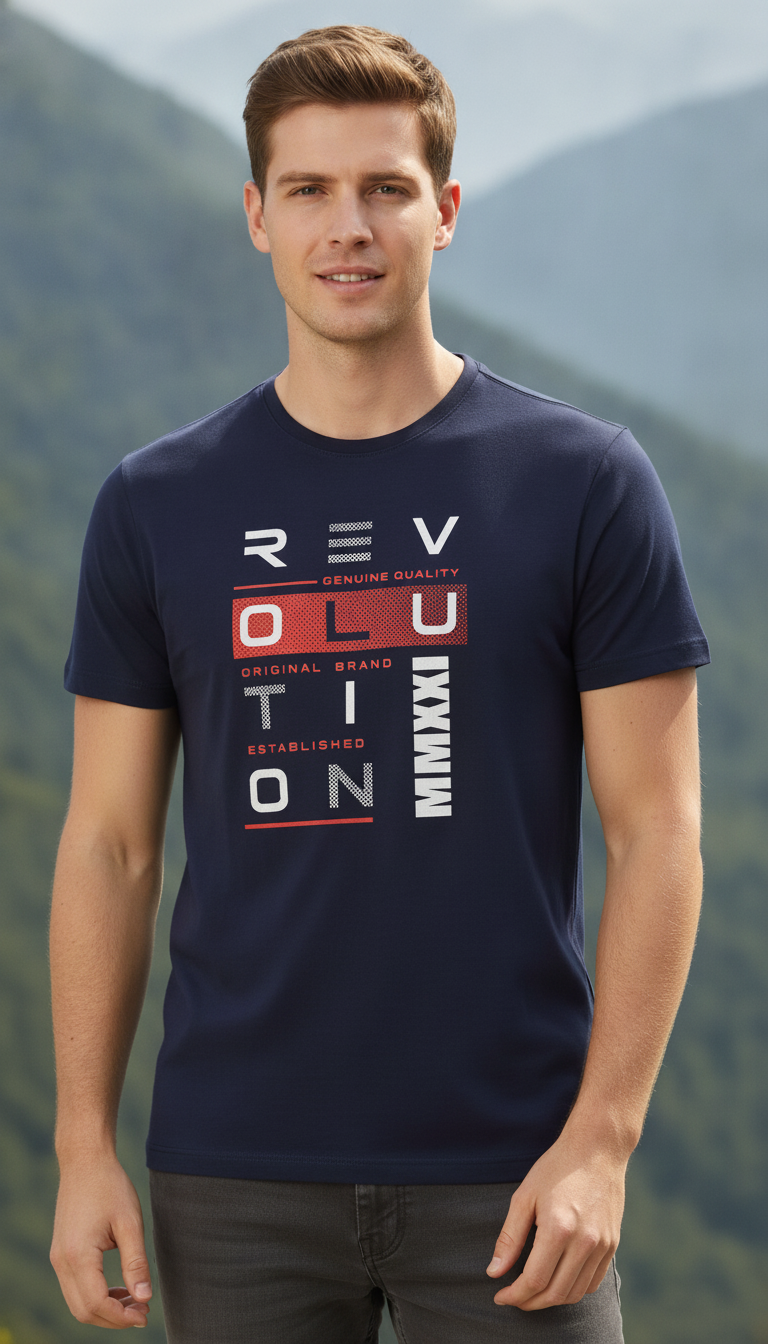 Mens Premium Cotton Lycra Graphic Half Sleeve Crew Neck T-Shirts