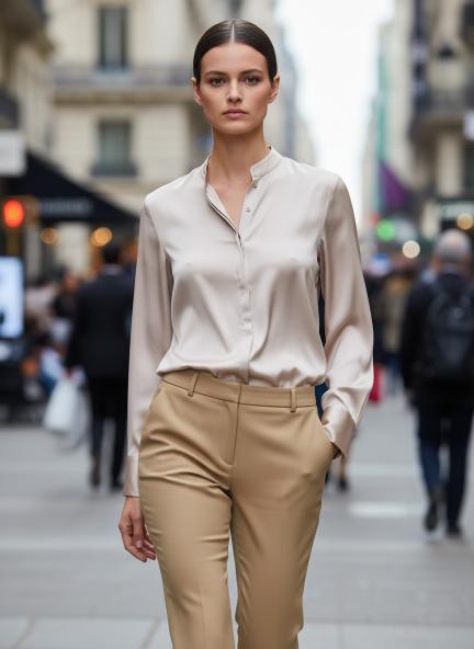 Summer Satin Orchid Pink Mandarin Collar Shirt