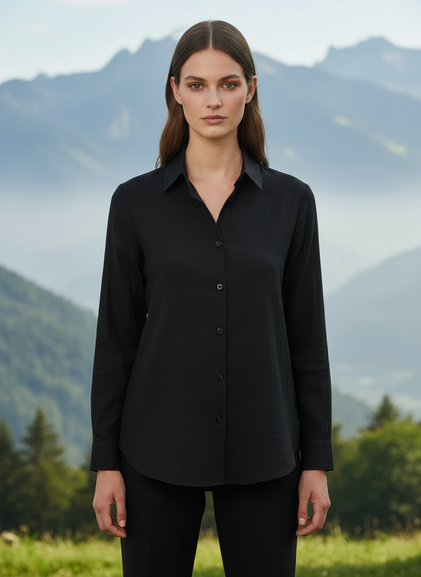 Classic Black Full Sleeve Formal Shirt for Women