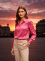 Ballerina Pink Regular Fit Summer Satin Shirt