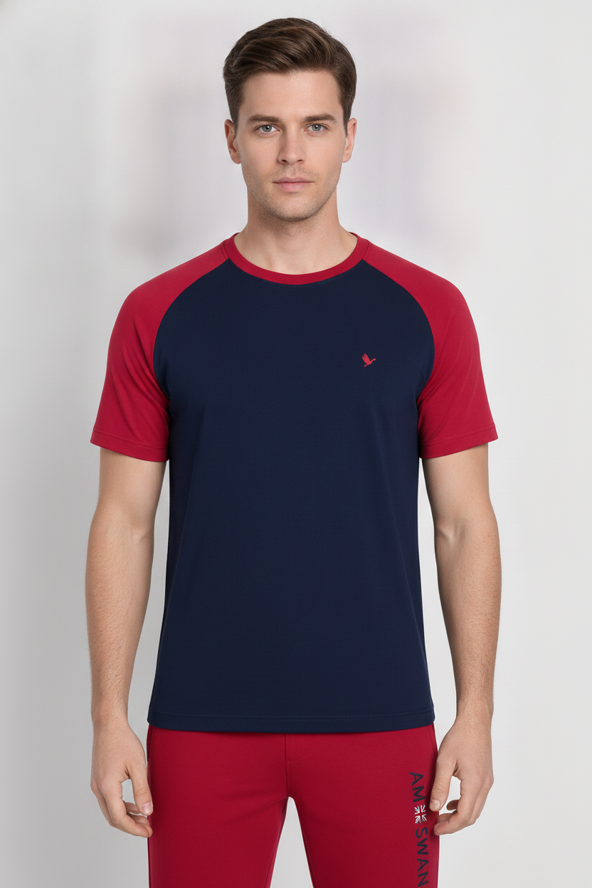 Mens Premium Cotton Raglan Half Sleeve Crew Neck T-Shirts